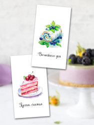 Мини открытки с пожеланиями для кондитера Десерты, набор 30 шт 50х90 мм- фото3