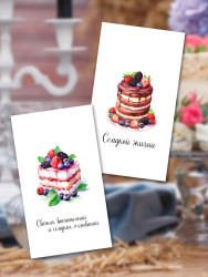 Мини открытки с пожеланиями для кондитера Десерты, набор 30 шт 50х90 мм- фото2