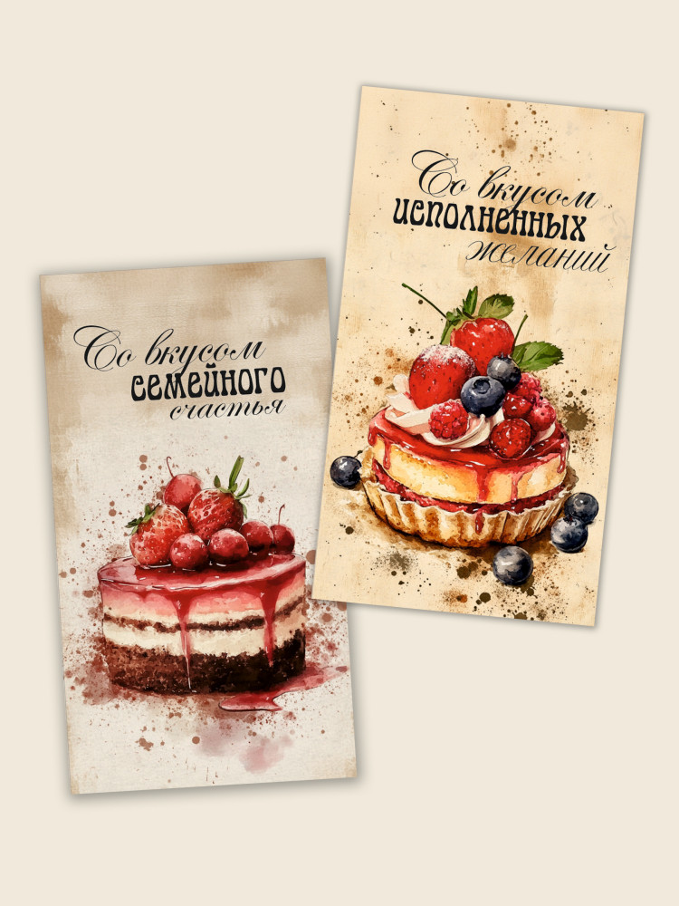Мини открытки Вкусы, 30 шт 50х90 мм- фото2
