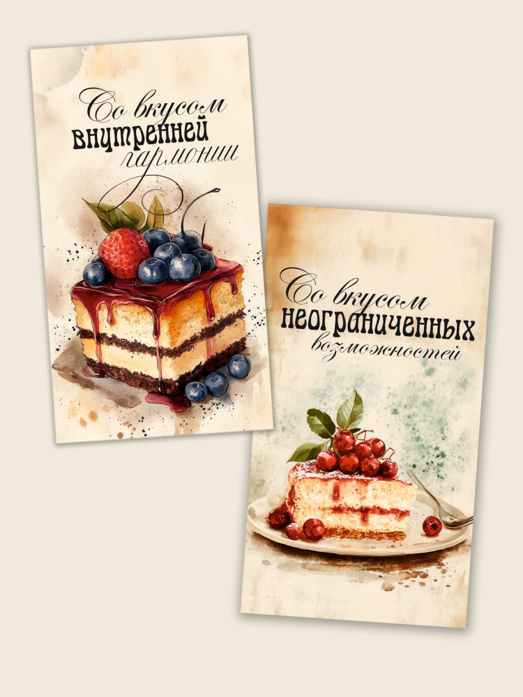Мини открытки Вкусы, 30 шт 50х90 мм- фото3