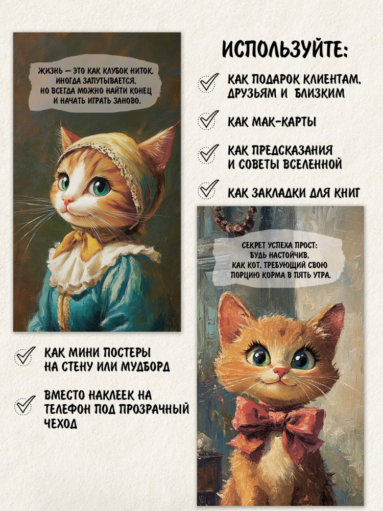 Мини открытки Мотивация от котов, 30 шт 50х90 мм- фото6