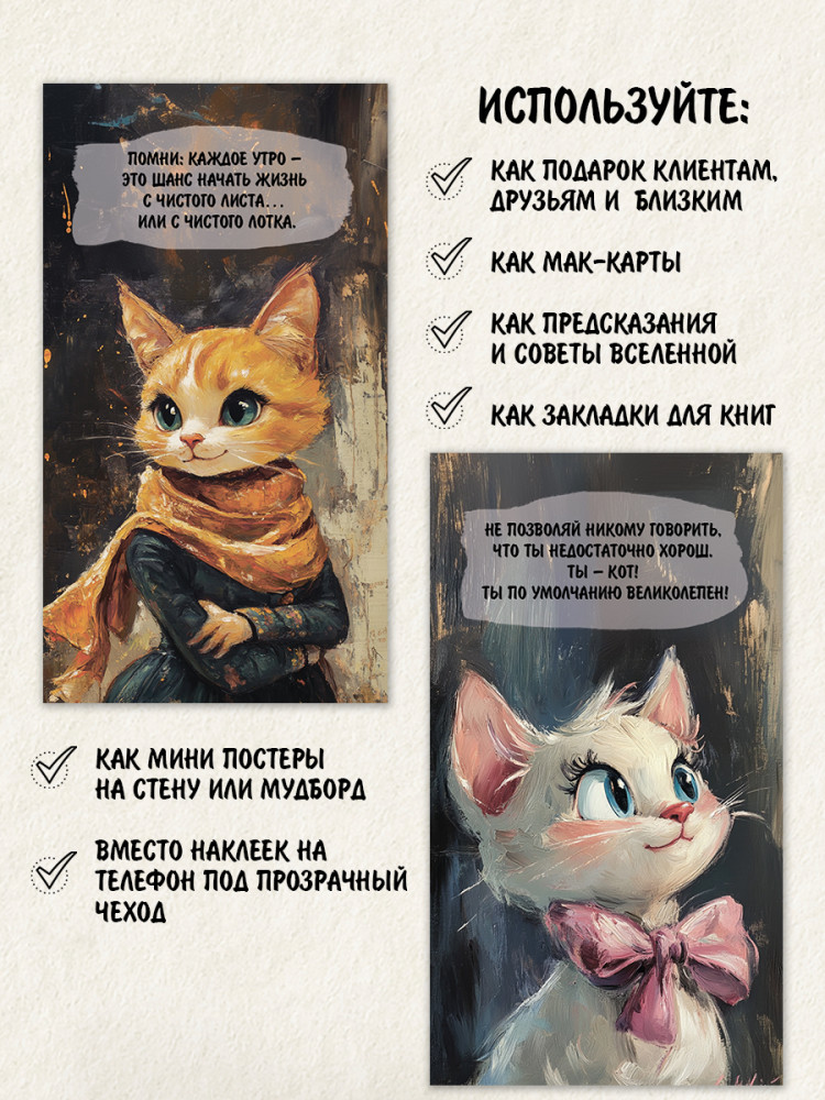 Мини открытки Мотивация от котов, 30 шт 50х90 мм- фото4