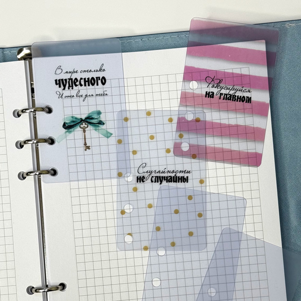 Разделители пластиковые с печатью для ежедневника А5 на 6 колец, 5,4 х 8,6 см, набор 5 шт- фото