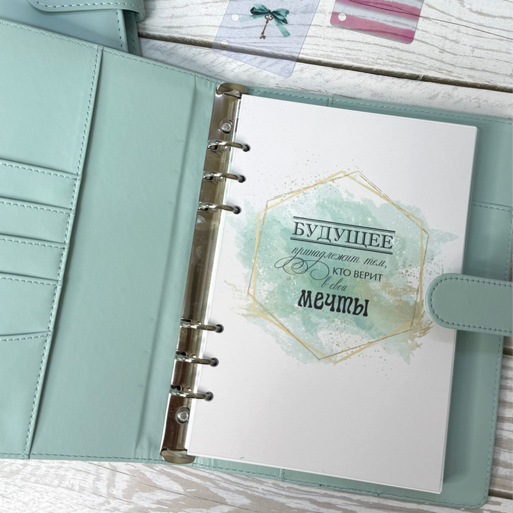 Ежедневник недатированный Планирование недели А5 (обложка нежно-голубая)- фото